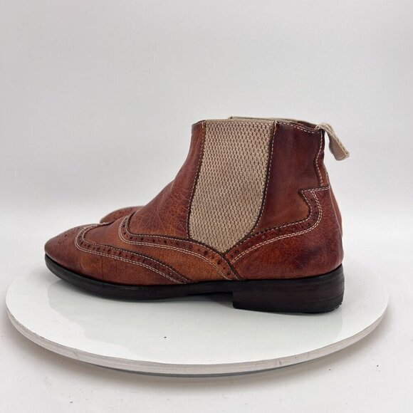 Paolo Lantorno Women Size EU 38 US 7 Brown Leather Wingtip Chelsea Boot - Picture 7 of 15